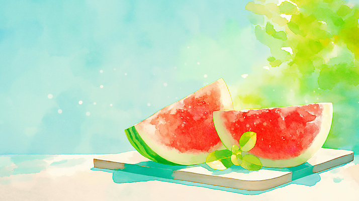 JPG 행복 컬러 조각 과일 일러스트 자연 탁자 수박 풍경 일상 초록색 여름 소풍 신선 맛 더위 즐거움 향기 먹거리 국내일러스트 AI일러스트 AI콘텐츠 계절 감정 음식 가구 컨셉 날씨 라이프 야외활동 생태계 냄새 파일형식