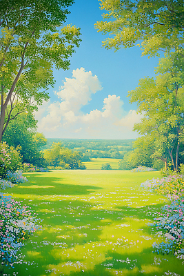 JPG 나무 구름 꽃 여유 일러스트 자연 하늘 휴식 풍경 초원 초록색 여름 파란색 햇빛 평화 봄 산책 뷰티풀 풍경화 국내일러스트 AI일러스트 AI콘텐츠 자연요소 식물 계절 감정 컬러 컨셉 태양 그림 생태계 파일형식