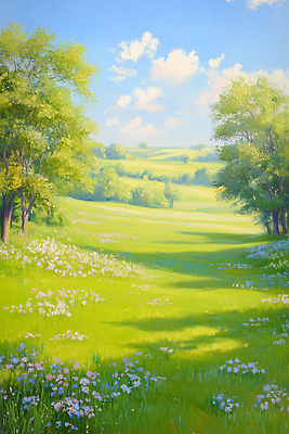 JPG 나무 구름 꽃 일러스트 자연 하늘 풍경 초원 초록색 여름 햇빛 크리스마스트리 평화 지평선 판화 뷰티풀 국내일러스트 AI일러스트 AI콘텐츠 자연요소 식물 계절 컬러 컨셉 크리스마스 미술 태양 생태계 파일형식