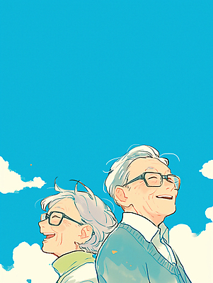 JPG 구름 부부 노년 행복 일러스트 가족 자연 하늘 함께함 따뜻함 사랑 미소 웃음 일상 라이프 노부부 저녁 편안함 소중 세대 발견 국내일러스트 AI일러스트 AI콘텐츠 자연요소 커플 감정 컨셉 관계 표정 성인 생활 감각 야간 생태계 파일형식