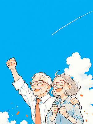 JPG 구름 커플 할아버지 행복 할머니 일러스트 가족 하늘 미래 함께함 사랑 웃음 라이프 평화 손잡기 기쁨 추억 즐거움 순간 국내일러스트 AI일러스트 AI콘텐츠 자연요소 여자 노년 남자 감정 컨셉 관계 모션 표정 생활 파일형식