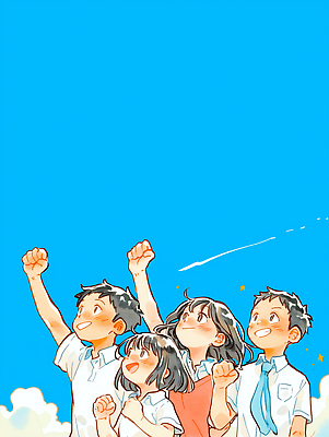 JPG 응시 행복 어린이 일러스트 학교 놀이 하늘 협력 웃음 여름 친구 희망 주먹 기쁨 꿈 자유 도전 긍정 소원 국내일러스트 AI일러스트 AI콘텐츠 시선 계절 교육 감정 컨셉 관계 모션 표정 사람 파일형식