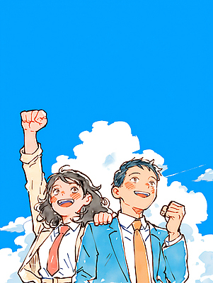 JPG 구름 옷 행복 포즈 일러스트 자연 하늘 협력 표정 소녀 소년 파란색 청춘 운동 희망 활발 기쁨 축하 소통 국내일러스트 AI일러스트 AI콘텐츠 자연요소 여자 남자 감정 어린이 컬러 컨셉 건강 생태계 파일형식