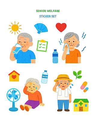 PSD 노년 행복 감정 스티커 일러스트 모션 표정 건강 피곤 물 햇빛 슬픔 심장 프라이팬 더위 편안함 수분 복지 체크리스트 해소 국내일러스트 자연요소 컨셉 주방용품 날씨 성인 태양 장기_의학 감각 사회이슈 파일형식