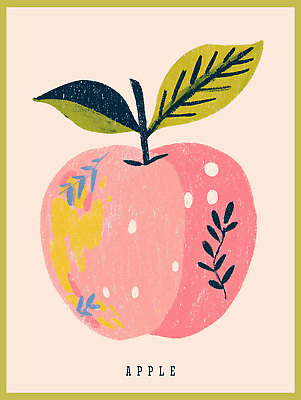 PSD 식물 디자인 예술 상징 분홍색 백그라운드 잎 과일 일러스트 자연 건강 미술 여름 노란색 표현 사과 그림 채색 생동감 아기자기 국내일러스트 계절 컬러 컨셉 문화예술 생태계 파일형식