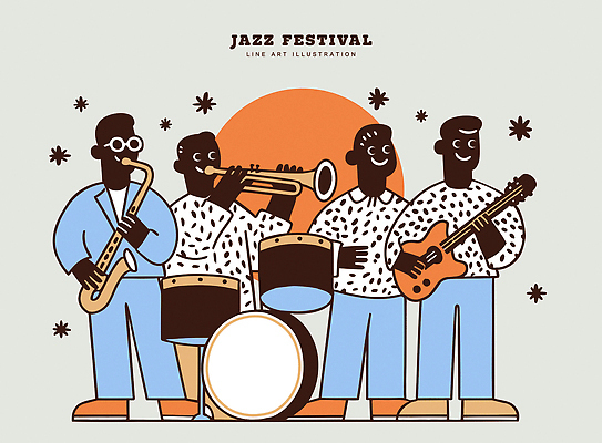 문화 예술 악기 음악 컬러 연주 일러스트 모션 협력 축제 소리 공연 음악가 에너지 분위기 군중 즐거움 합주 재즈 리듬 멜로디 국내일러스트 AI파일 직업 감정 컨셉 문화예술 사람 이벤트 파일형식 벡터