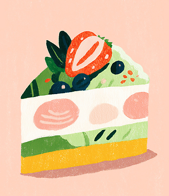 PSD 행복 분홍색 조각 과일 일러스트 디저트 요리 장식 파티 케이크 신선 달콤 고객 크림 홈베이킹 레시피 편리함 색감 맛있는 국내일러스트 감정 음식 컬러 컨셉 이벤트 맛 제빵 파일형식