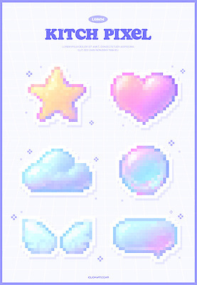 구름 아이콘 디자인 별 컬러 사랑 그래픽 하트 표현 보석 기하학 디지털아트 픽셀 스타일 픽셀아이콘 2D아이콘 AI파일 자연요소 모양 감정 무늬 광석 파일형식 벡터