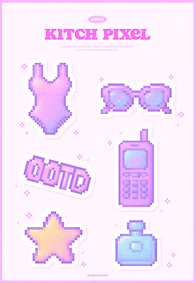 아이콘 디자인 수영복 분홍색 컬러 그래픽 장식 핸드폰 선글라스 유행 보라색 그림 복고 픽셀 스타일 픽셀아이콘 2D아이콘 AI파일 옷 안경 전자제품 파일형식 벡터