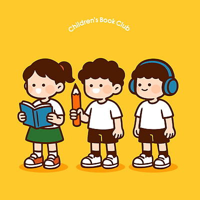 교육 어린이 음악 일러스트 모션 놀이 협력 상반신 책 친구 독서 연필 헤드폰 아기 즐거움 그림 그림책 상상력 창의성 국내일러스트 AI파일 감정 음향기기 관계 문화예술 학용품 사람 필기구 파일형식 벡터