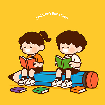 교육 행복 문화 어린이 백그라운드 일러스트 모션 놀이 취미 책 친구 학습 독서 노란색 읽기 즐거움 클럽 상상력 창의성 국내일러스트 AI파일 감정 컬러 관계 사람 파일형식 벡터