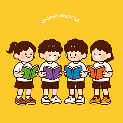 교육 어린이 일러스트 모션 취미 책 친구 학습 독서 노란색 모임 표현 발전 읽기 즐거움 클럽 교류 소통 친목 상호작용 국내일러스트 AI파일 감정 컬러 컨셉 관계 사람 파일형식 벡터