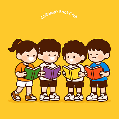 교육 어린이 일러스트 모션 협력 책 친구 학습 독서 노란색 모임 체험 그룹 발전 즐거움 상상력 국내일러스트 AI파일 감정 컬러 컨셉 관계 사람 파일형식 벡터