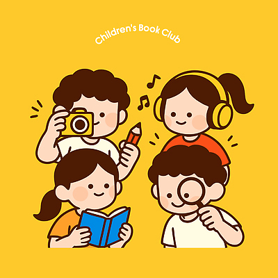 어린이 음악 일러스트 모션 놀이 협력 대화 책 초록색 친구 학습 독서 카메라 사각형 즐거움 클럽 호기심 그림 상상력 창의성 국내일러스트 AI파일 도형 교육 감정 컬러 컨셉 관계 문화예술 말하기 사람 전자제품 파일형식 벡터