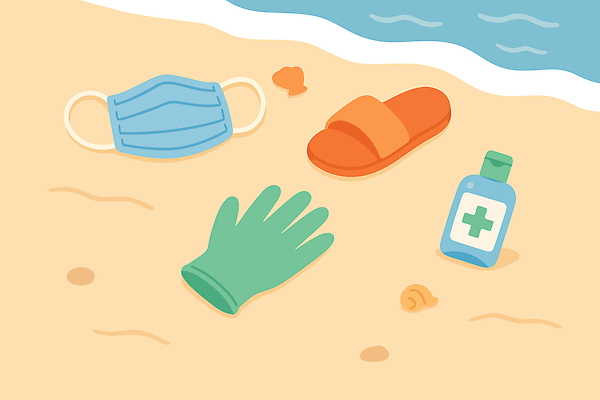 모래 바다 장갑 일러스트 놀이 휴가 휴식 슬리퍼 건강 마스크 안전 해변 여름 태양 수영 청결 선탠 위생 소독제 해양오염 국내일러스트 AI파일 자연요소 잡화 계절 신발 컨셉 수상스포츠 환경오염 파일형식 벡터
