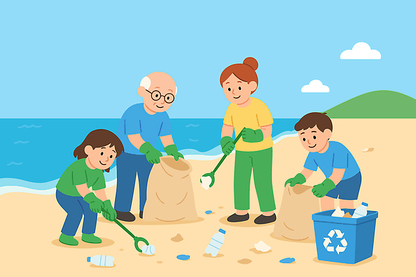 공원 노년 어린이 바다 일러스트 가족 모션 해변 친구 자연보호 환경 재활용 봉사 쓰레기 플라스틱 청소 단체활동 참여 해양오염 국내일러스트 AI파일 공공시설 관계 자연 재질 사람 성인 도움 그룹 환경오염 보호 친환경 파일형식 벡터
