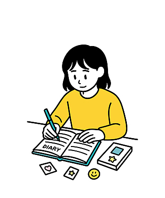 손 감정 스티커 일러스트 모션 소녀 취미 노란색 방 자유 기록 신용카드 추억 일기 스웨터 감성 개성 꾸미기 오후 창의력 국내일러스트 AI파일 여자 어린이 컬러 컨셉 상의 신체부위 금융 파일형식 벡터