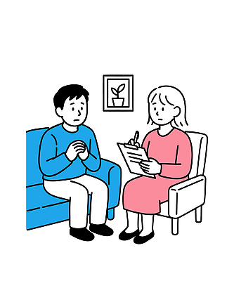 식물 여자 남자 감정 일러스트 회의 주택 대화 치료 소파 표현 기록 분위기 편안함 스케치 불안 보고서 상담 대치 심리상담 국내일러스트 AI파일 컨셉 의자 비즈니스 의학 말하기 미술 사람 건물 감각 파일형식 벡터