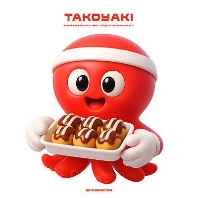PSD 편집이미지 캐릭터 접시 디자인 음식 디저트 웃음 빨간색 3D 귀여움 표현 고급 오브젝트 타코야키 가교 편집3D 식기 건축물 컬러 컨셉 표정 디지털합성 일본음식 파일형식