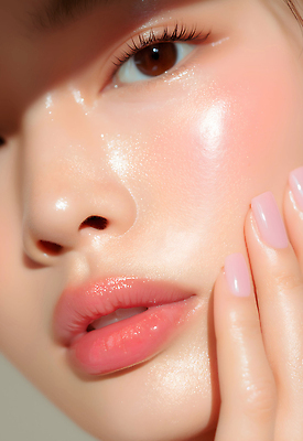 JPG 편집이미지 여자 얼굴 표정 미소 근접촬영 빛 화장 매력적 촉촉함 손톱 피부 피부관리 뷰티풀 의료성형뷰티 편집실사 AI포토 AI인물포토 AI콘텐츠 손 뷰포인트 컨셉 사람 신체부위 뷰티 젖음 CG 파일형식