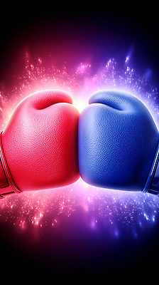 JPG 무료이미지 편집이미지 스포츠 상징 백그라운드 빨간색 파란색 운동 3D 힘 경쟁 권투 에너지 글러브 이미지 강렬 편집3D AI컴퓨터그래픽 AI콘텐츠 스포츠용품 컬러 장갑 컨셉 건강 격투기 디지털합성 파일형식