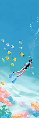 JPG 수영복 스포츠 바다 컬러 일러스트 자연 휴식 어류 여름 평화 수중 수영 수중동물 탐험 스노클링 산호 잠수 다이빙 국내일러스트 AI일러스트 AI콘텐츠 동물 옷 계절 컨셉 수상스포츠 자포동물 생태계 수중스포츠 파일형식