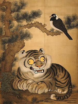 JPG 나무 동물 전통 문화 예술 컬러 일러스트 자연 조류 수묵화 풍경 매력적 표현 호랑이 그림 한국화 조화 고사리 생동감 국내일러스트 AI일러스트 AI콘텐츠 식물 컨셉 채소 포유류 미술 동양화 생태계 파일형식