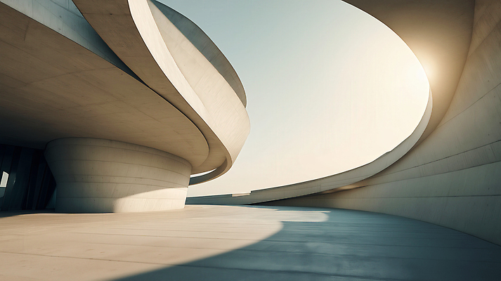 JPG 모양 편집이미지 건축물 디자인 현대건축 예술 곡선 풍경 빛 공간 구출 조화 콘크리트 편집실사 AI포토 AI콘텐츠 건축 선 도움 CG 파일형식