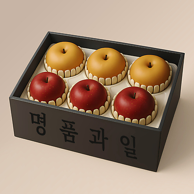 모양 PSD 편집이미지 디자인 컬러 과일 디저트 누끼 빨간색 상자 노란색 3D 추석 식사 맛 사과 조화 먹거리 세련 편집3D 명절 음식 컨셉 디지털합성 파일형식