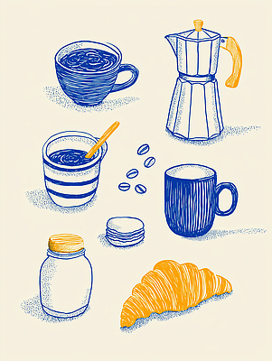 JPG 문화 커피 음료 일러스트 탁자 아침 디저트 주택 요리 일상 식사 카페 달콤 맛 아침식사 편안함 커피메이커 크루아상 향 마카롱 국내일러스트 AI일러스트 AI콘텐츠 주간 음식 빵 가구 컨셉 건물 라이프 상점 감각 커피용품 파일형식