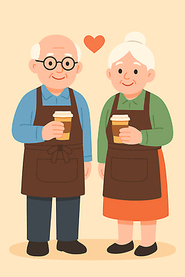행복 감정 커피 일러스트 가족 관계 따뜻함 대화 사랑 미소 웃음 여러명 노부부 우정 카페 기쁨 세대 소통 동반자 획기적 국내일러스트 AI파일 부부 음료 다수 컨셉 표정 말하기 사람 친구 상점 파일형식 벡터