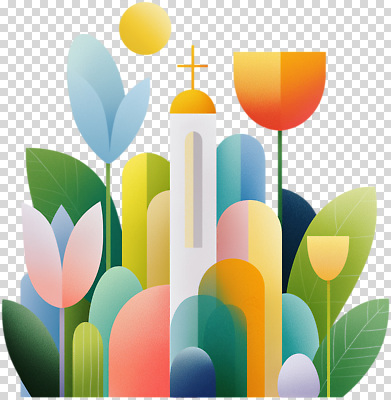 식물 편집이미지 계절 꽃 예술 컬러 십자가 자연 생명 부활절 그래픽 장식 햇빛 탑 정원 조화 PNG 건축물 기념일 태양 생태계 파일형식