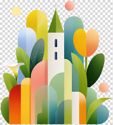 모양 나무 식물 편집이미지 디자인 꽃 컬러 자연 코끼리 수채화 부활절 풍경 초록색 마을 탑 그림 PNG 건축물 기념일 포유류 생태계 파일형식