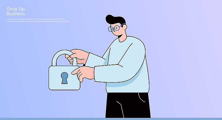 디자인 남자 일러스트 비즈니스 아이디어 자물쇠 관리 안전 믿음 환경 정보 성장 분석 보안 전략 문제 혁명 중요성 강조 접근 국내일러스트 AI파일 감정 컨셉 사람 파일형식 벡터