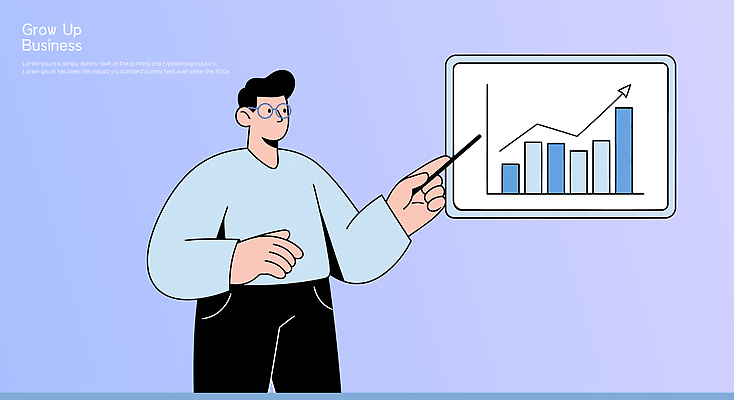 교육 남자 일러스트 비즈니스 그래프 기술 설명 유행 자료 성장 발표 시장 계획 프레젠테이션 분석 투자 전략 의사소통 상호작용 국내일러스트 AI파일 컨셉 모션 사람 파일형식 벡터