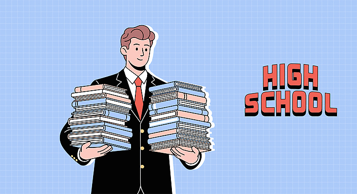 학생 교육 일러스트 교과목 학교 청소년 성공 고등학교 정장 책 학습 시험 교양 도전 목표 균형 열정 노력 리더쉽 국내일러스트 AI파일 옷 감정 컨셉 사람 파일형식 벡터