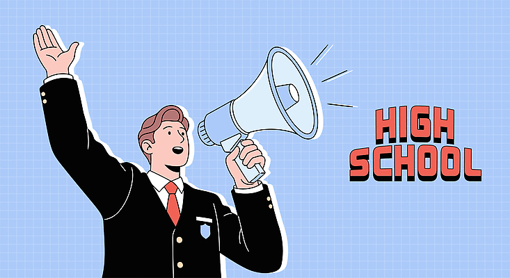 학생 교육 남학생 캠페인 일러스트 모션 커뮤니케이션 고등학교 이벤트 친구 발표 강의 열정 목소리 소통 스피치 의사소통 정치 참여 Leadership 국내일러스트 AI파일 남자 감정 컨셉 학교 관계 파일형식 벡터