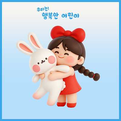 PSD 편집이미지 캐릭터 행복 어린이 인형 포옹 놀이 사랑 웃음 장난감 귀여움 토끼 즐거움 이미지편집 편집3D 감정 컨셉 포유류 안기 표정 사람 반려동물 3D 파일형식