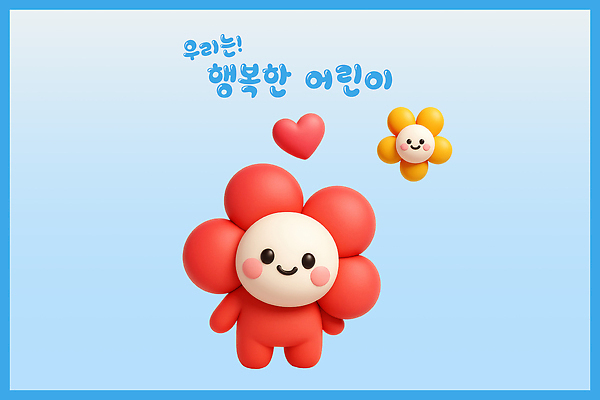 PSD 편집이미지 캐릭터 디자인 꽃 행복 감정 어린이 컬러 백그라운드 놀이 표정 사랑 파란색 귀여움 이미지편집 편집3D 식물 컨셉 사람 3D 파일형식