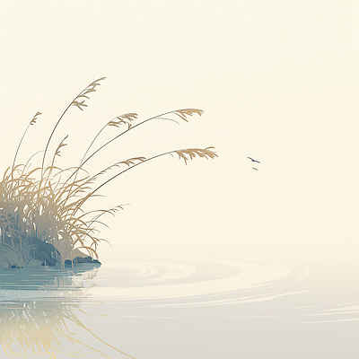 JPG 여유 물결 일러스트 자연 조류 하늘 갈대 풍경 평화 고요 안개 비행 시세 수면 숲 생태계 조용 새소리 차분 국내일러스트 AI일러스트 AI콘텐츠 식물 동물 감정 컨셉 날씨 물 금융 파일형식