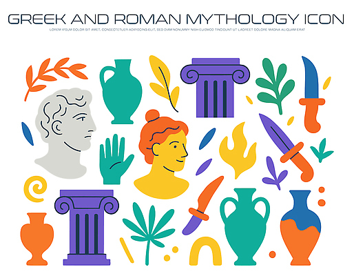 디자인 문화 예술 상징 컬러 패턴 일러스트 유물 고대문명 사람 그래픽 컬러풀 역사 조화 그리스로마신화 로마신화 창의력 국내일러스트 AI파일 전통 무늬 신화 파일형식 벡터