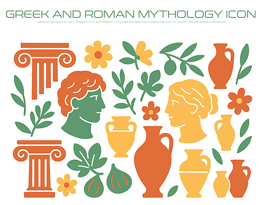 식물 디자인 문화 예술 컬러 패턴 일러스트 고대문명 미술 장식 조각상 표현 항아리 역사 로마 그리스 신화 영감 창작 국내일러스트 AI파일 유럽 무늬 문화예술 조형물 이탈리아 도자기 파일형식 벡터