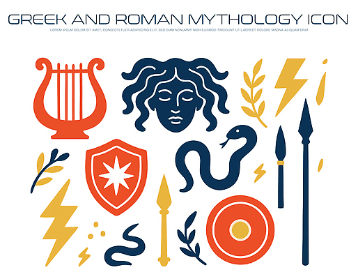 전통 디자인 문화 창 상징 일러스트 가정 미술 뱀 번개 작품 방패 그리스로마신화 로마신화 리라 국내일러스트 AI파일 무기 파충류 날씨 문화예술 신화 파일형식 벡터