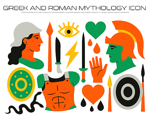 전통 디자인 문화 무기 예술 상징 컬러 일러스트 이야기 군인 자신감 막대기 역사 로마 그리스 전쟁 신화 방패 전사 국내일러스트 AI파일 직업 감정 유럽 이탈리아 국군 파일형식 벡터