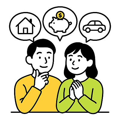 부부 행복 일러스트 가정 자동차 미래 협력 주택 대화 생활 금융 희망 꿈 저축 교양 목표 계획 고민 투자 생활비 재정 국내일러스트 AI파일 커플 감정 육상교통 컨셉 비즈니스 말하기 건물 경제 파일형식 벡터