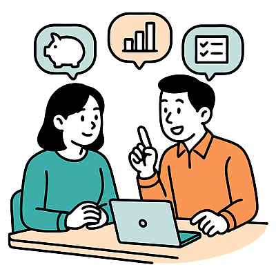 커플 일러스트 통계 그래프 실험 대화 금융 노트북 사무실 자료 저축 정보 목표 계획 분석 서비스 상담 전략 문제 소통 재정 국내일러스트 AI파일 컨셉 비즈니스 관계 말하기 경제 전자제품 파일형식 벡터