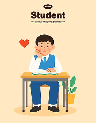 학생 교육 화분 어린이 생각 일러스트 교실 모션 책 학습 공간 교양 마음 시간 편안함 집중 읽기 과제 국내일러스트 AI파일 컨셉 학교 사람 감각 파일형식 벡터
