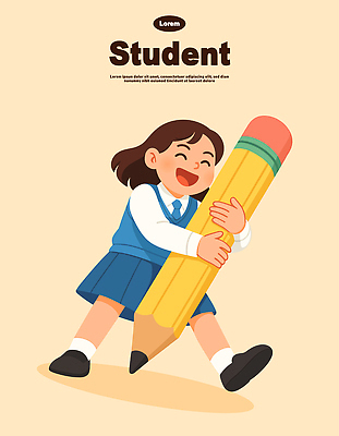 학생 교육 행복 교복 어린이 가방 일러스트 학교 웃음 소녀 친구 학습 연필 노란색 스쿨라이프 기록 크기 즐거움 이미지 국내일러스트 AI파일 라이프스타일 잡화 옷 여자 감정 컬러 관계 학용품 표정 사람 필기구 파일형식 벡터