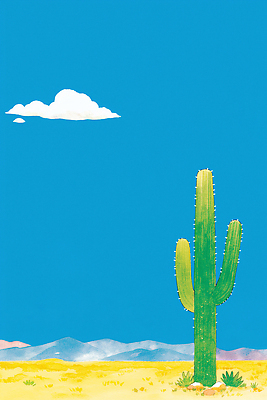 JPG 식물 구름 모래 일러스트 자연 열대 산 선인장 따뜻함 풍경 여름 빛 태양 고요 사막 땅 생태계 국내일러스트 AI일러스트 AI콘텐츠 자연요소 계절 파일형식