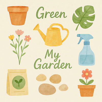 PSD 식물 디자인 꽃 화분 일러스트 자연 취미 생활 초록색 환경 정원 물뿌리개 돌_바위 편안함 오브젝트 원예 꾸미기 국내일러스트 컬러 감각 생태계 파일형식